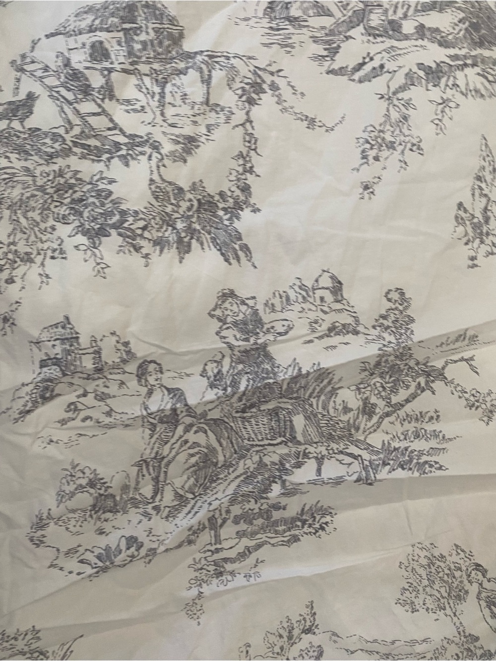 Cabbages & Roses London King Sheet Set Charcoal Grey Country Toile Cottagecore - Picture 7 of 11